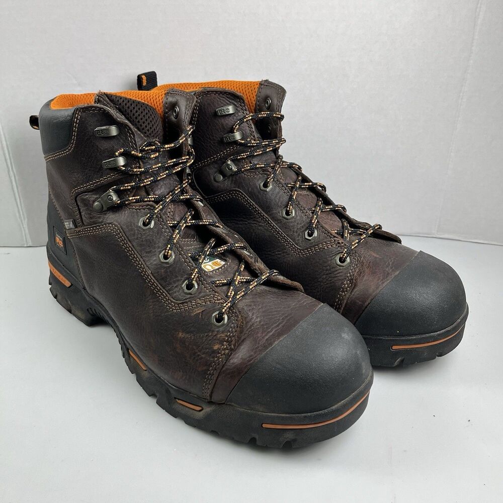 Timberland Pro 107 Steel Toe/Anti-Fatigue Boots Brown Leather Mens Size 15M